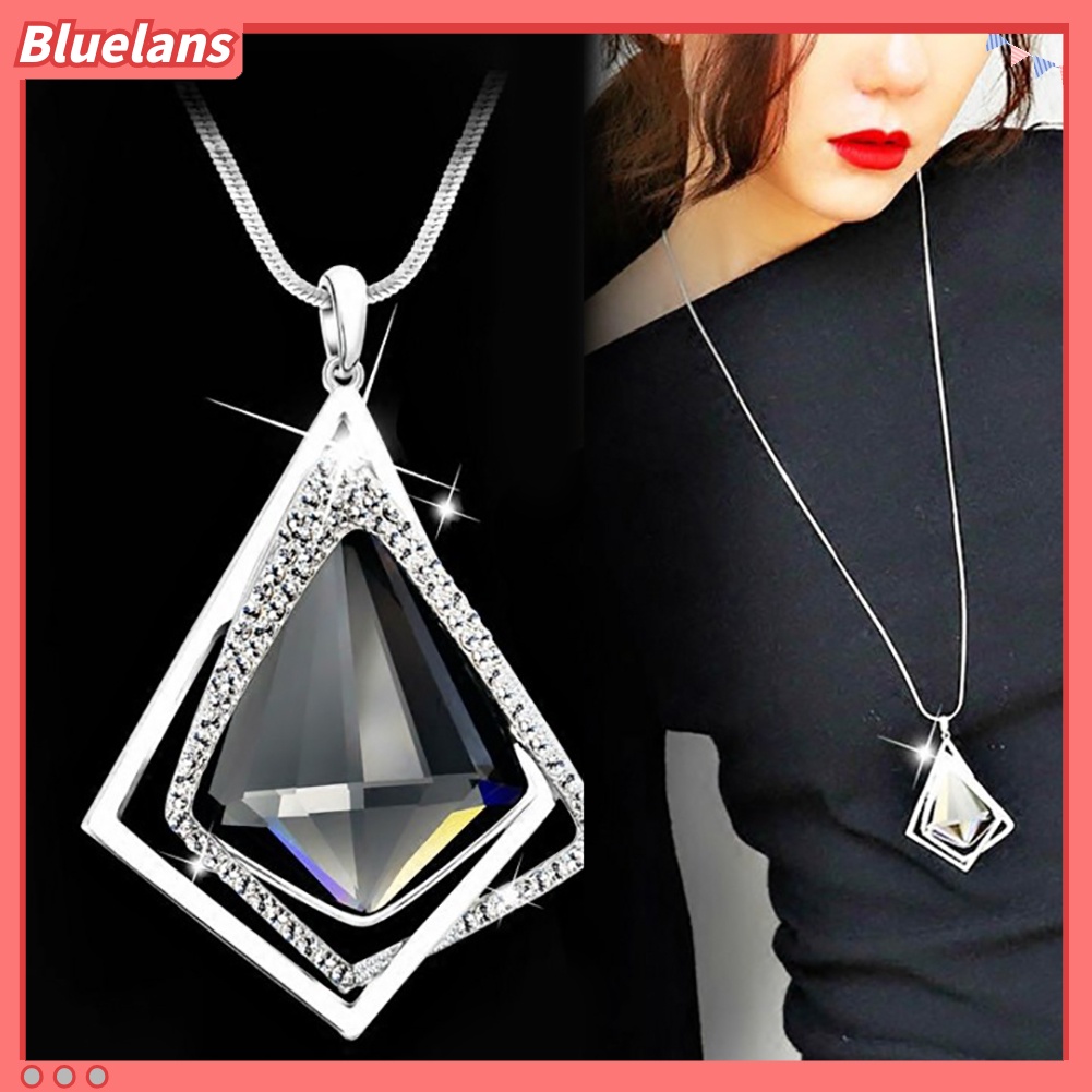 Bluelans Women Fashion Diamond Pendant Long Sweater Chain Necklace Party Jewelry Gift