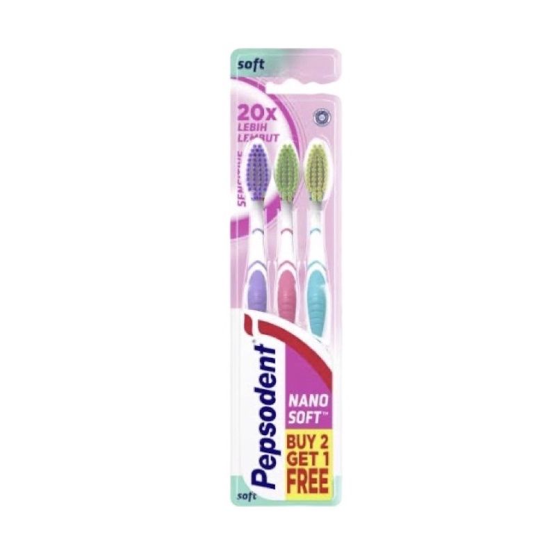 sikat gigi pepsodent double care isi 3/nano soft isi 3