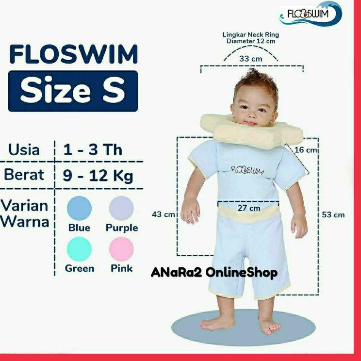Baju Renang Anak Mengapung Anti Tenggelam Estimasi Usia 1-9 Tahun FLOSWIM Size S M L XL Baju Pelampu