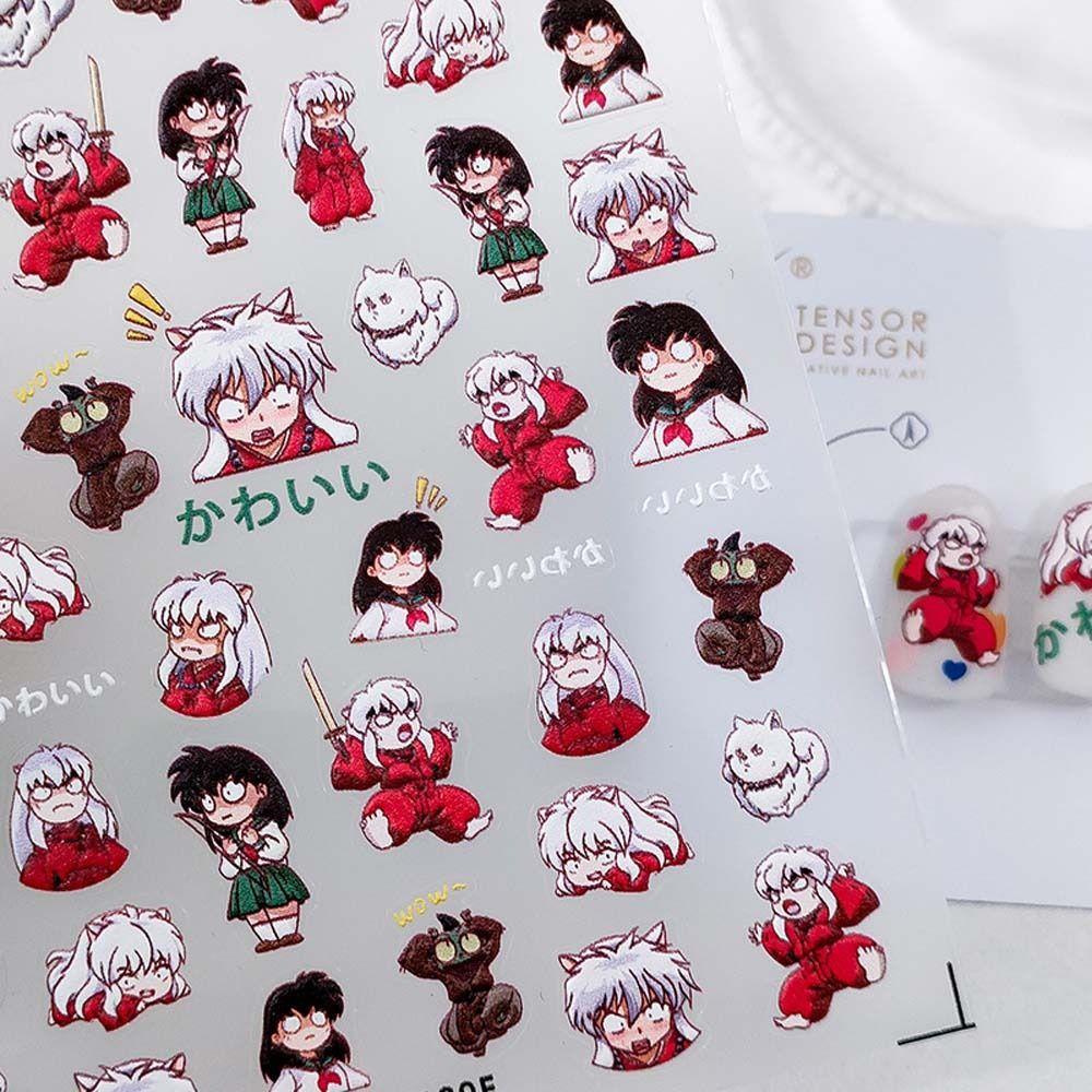 Needway   Kartun Stiker Kuku Lucu Fashion Babi Inuyasha Manicure Aksesoris Beruang Nail Art Dekorasi