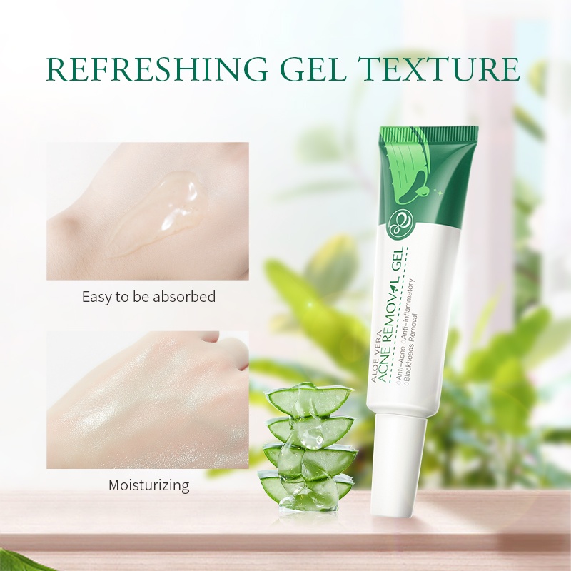 LAIKOU Aloe Vera Gel Penghilang Jerawat Sunburn Memperbaiki Mengecilkan Pori-pori Kontrol Minyak 20g