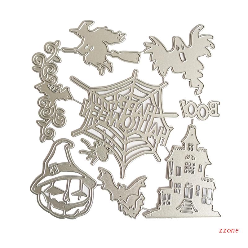 Cetakan Stensil Cutting Dies Motif Halloween Bahan Metal Untuk Scrapbook / Craft DIY / Embossing