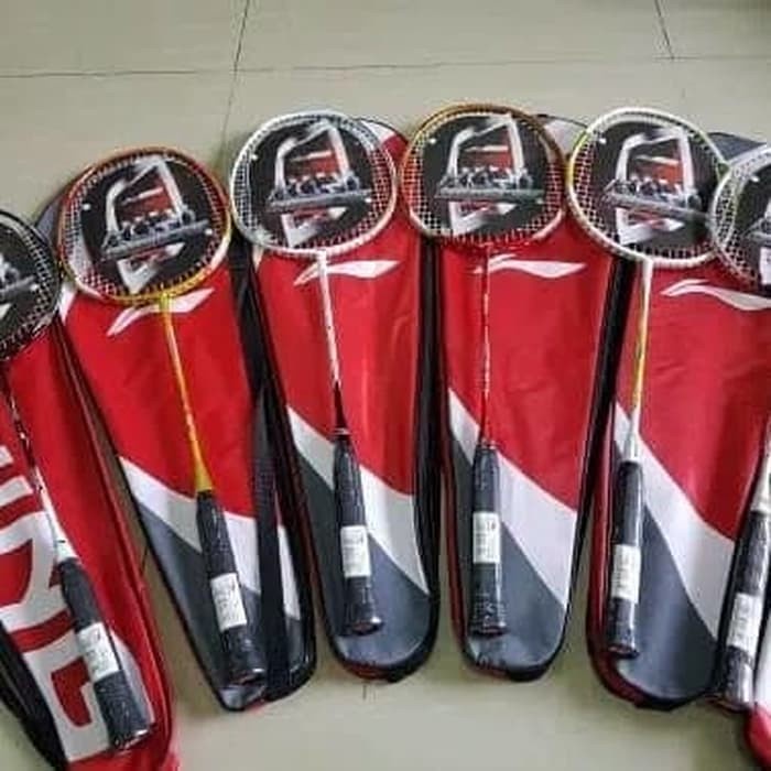 Raket Raket Badminton Carbon Lining + Senar + Tas + Grip Murah Siap Pakai