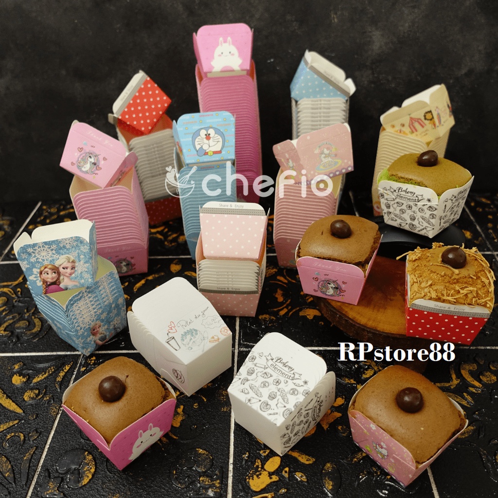 Paper Cupcake Case Kotak Kue Muffin Hokkaido Lava Cake Roti Bluder