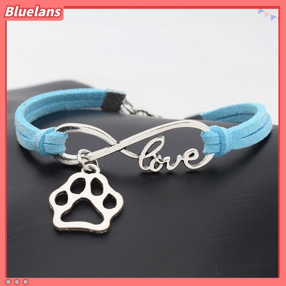 Gelang Handmade Bahan Kulit Imitasi Dengan Liontin Infinity Love Untuk Unisex