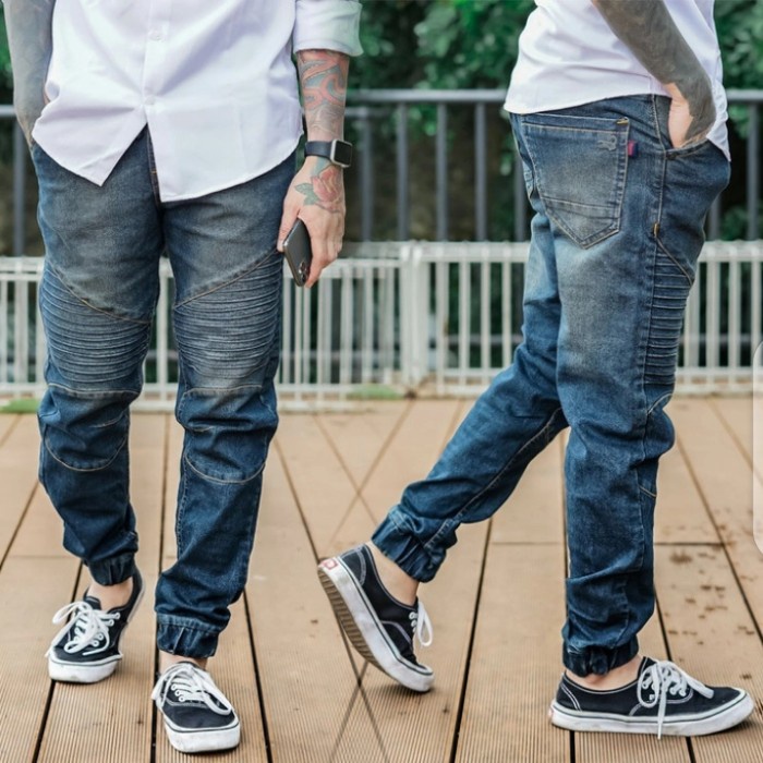 CELANA JOGGER JEANS PRIA / JOGGER JEANS BIKER / CELANA PANJANG PRIA - No Satu, 30 (P2F3) Jeans Pria 