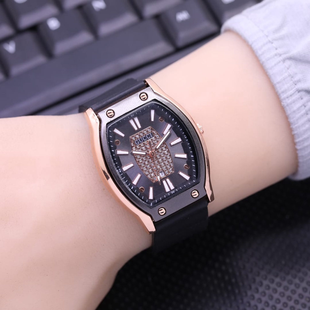 BEST SELLER JAM TANGAN WANITA GI FM75 TALI RUBBER TANGGAL AKTIF BODY OVAL DM 3.2CM FREE BOX &amp; BATERAI || JAM TANGAN FASHION WANITA JAM TANGAN CEWEK MURAH