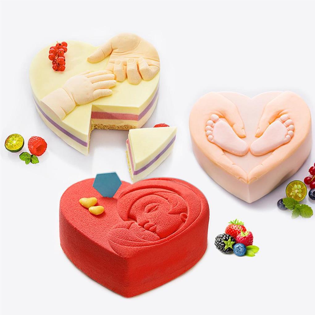 Silikon Bentuk Hati Mousse Kue Fondant Cetakan DIY Craft Sugarcraft Cetakan Biskuit Alat Baking Bakeware Untuk Rumah