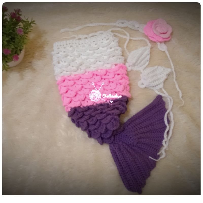 Baju rajut bayi putri duyung / mermaid rainbow / duyung pelangi / baby photoshoot mermaid / custom /