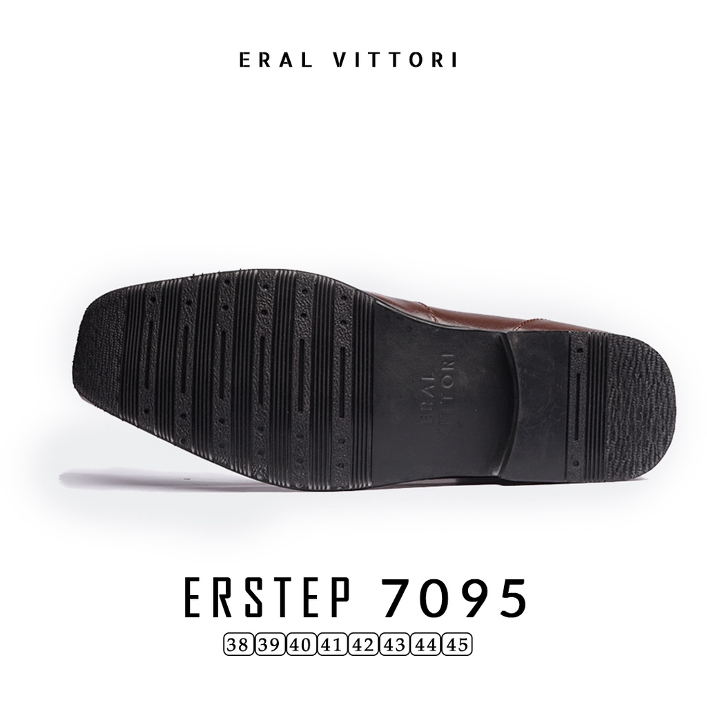 Eral Vittori - Erstep 7095 Sepatu Kantor Pria  Kulit Pantofel Formal Coklat