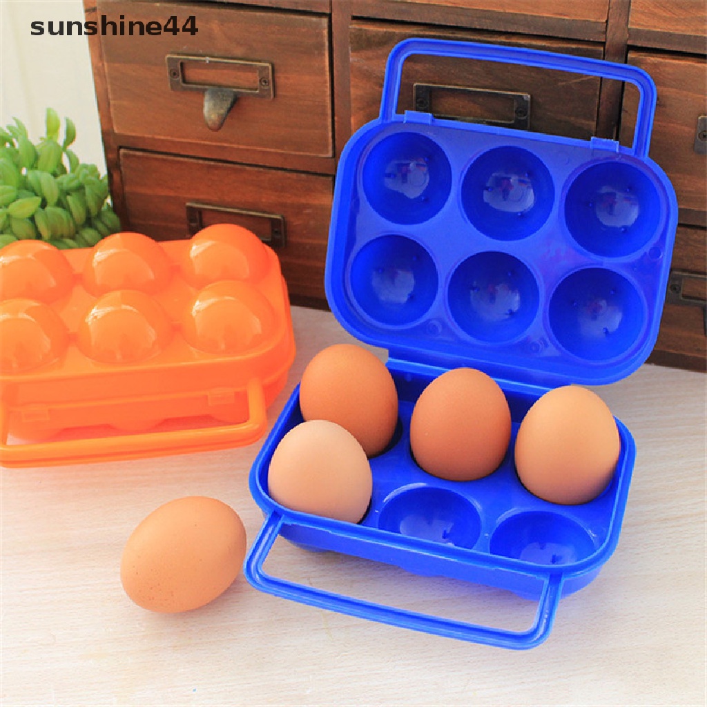 Sunshine Kotak Tempat Menyimpan Telur Model Portable, Dapat Dilipat, 6 Slot, Untuk Kulkas