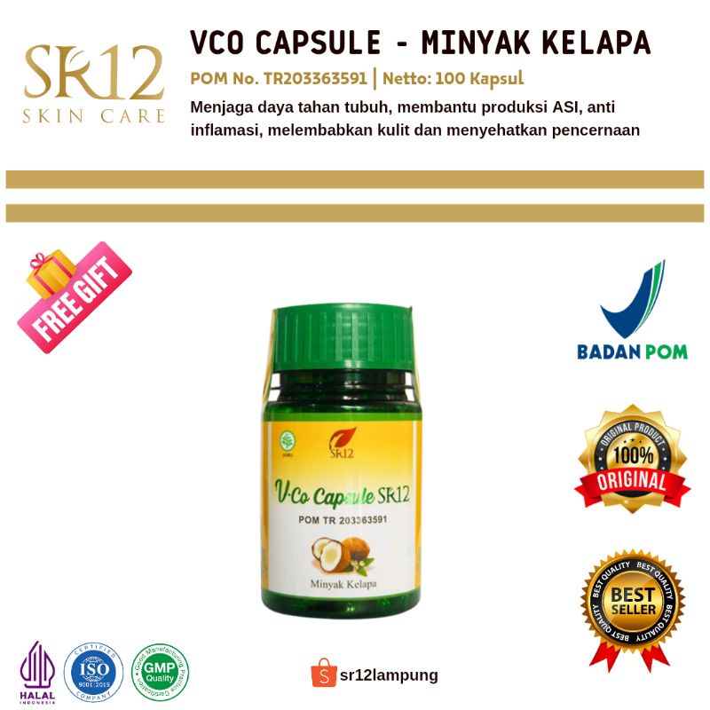 VCO KAPSUL SR12 / VCO CAPSULE / VICO SR12 / MINYAK KELAPA KAPSUL / VCO KAPSUL ORIGINAL HALAL ISI 100