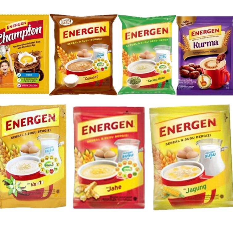 

[KODE PRODUK ZYDOJ8759] Susu Sereal Energen Coklat / Vanila / Energen Champion - 10pcs x 34gr