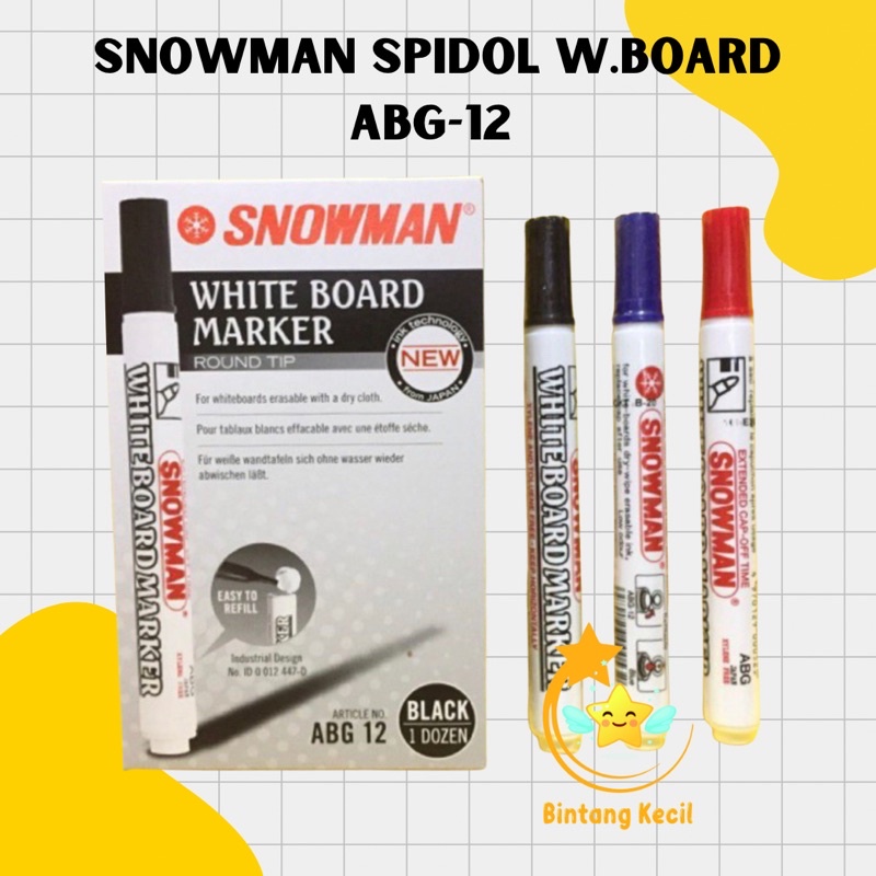 

[PCS] SPIDOL WHITEBOARD SNOWMAN ABG 12 / ABG-12 HITAM / BIRU / MERAH