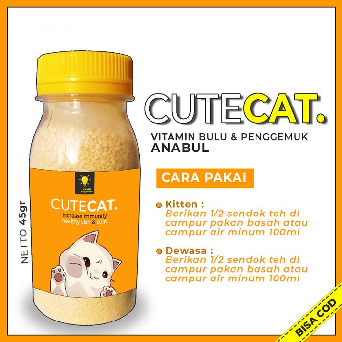 Cute Cat Vitamin Penggemuk &amp; Penumbuh / Pelebat Bulu Kucing ~ CuteCat [ CS ]