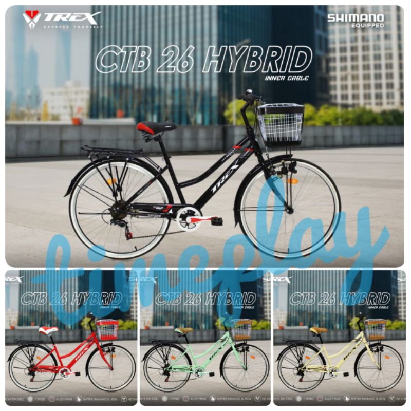 Trex Hybrid Sepeda Mini Keranjang Ctb City Bike 26 Inch Ada Keranjang 7 Speed