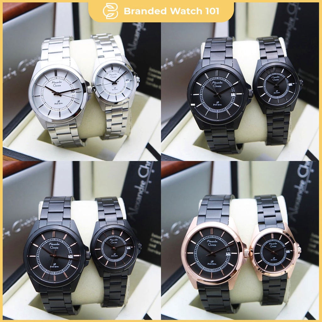 ORIGINAL Jam Tangan Pria &amp; Wanita Couple Pasangan Alexandre Christie AC 1033 / AC1033 / 1033 Garansi Resmi 1 Tahun, Stainless