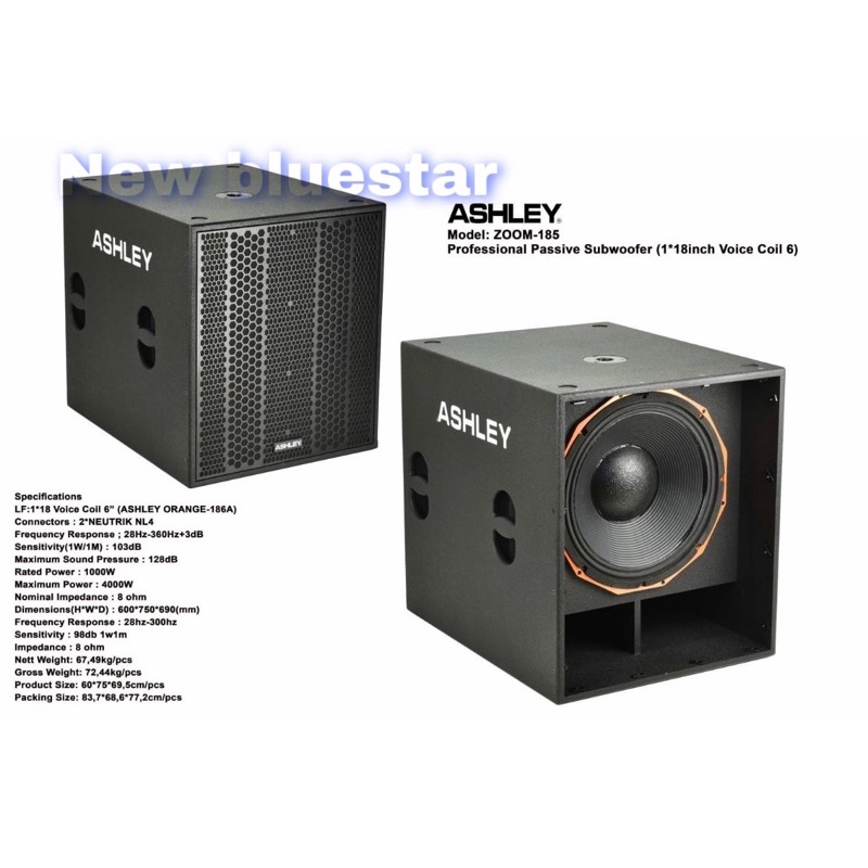 Subwoofer Pasif Ashley Zoom 185 Original Sub 18 inch Passive Zoom185