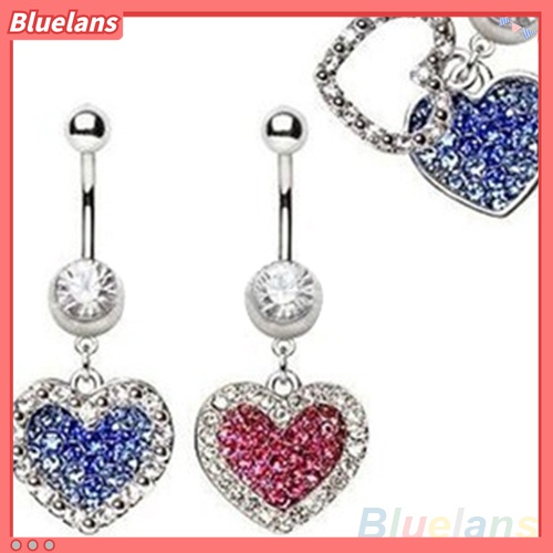 Cincin Tindik Perut / Pusar Bentuk Hati Aksen Berlian Imitasi Untuk Wanita