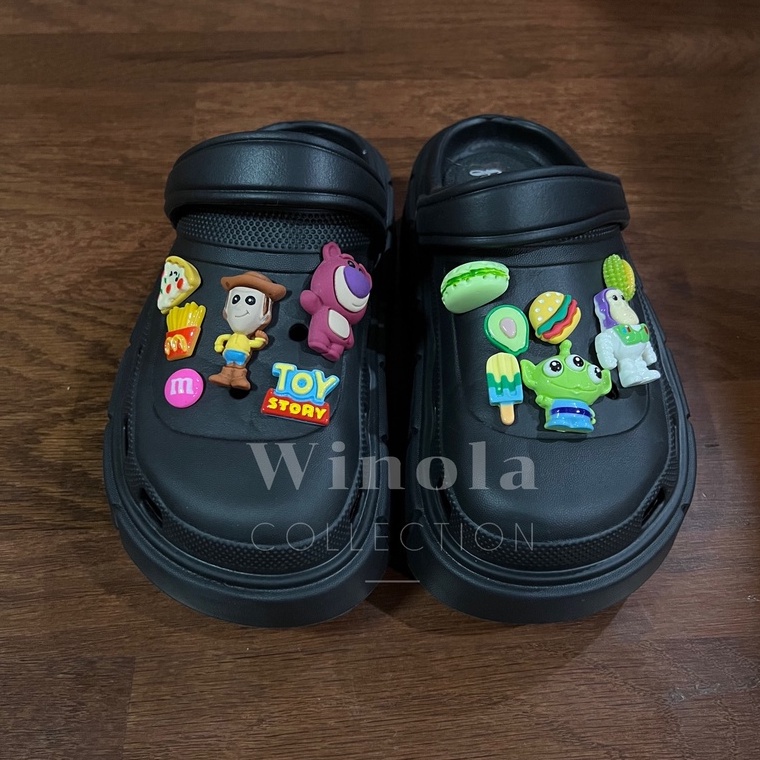 Sandal Wanita Viral EVA Classic Crocs Fuji Baim Platform Jibbitz Toy Story &amp; Melody Slip On Import Korean Winola Collection WNL 9008