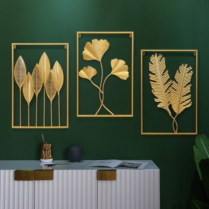 HIASAN DINDING BESI GOLD / WALL DECOR LEAF GOLD