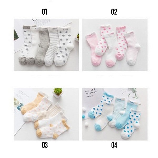 LID1040 - 5in1 Kaos Kaki Bayi Baby Socks isi 5 pasang kaos kaki anak bayi