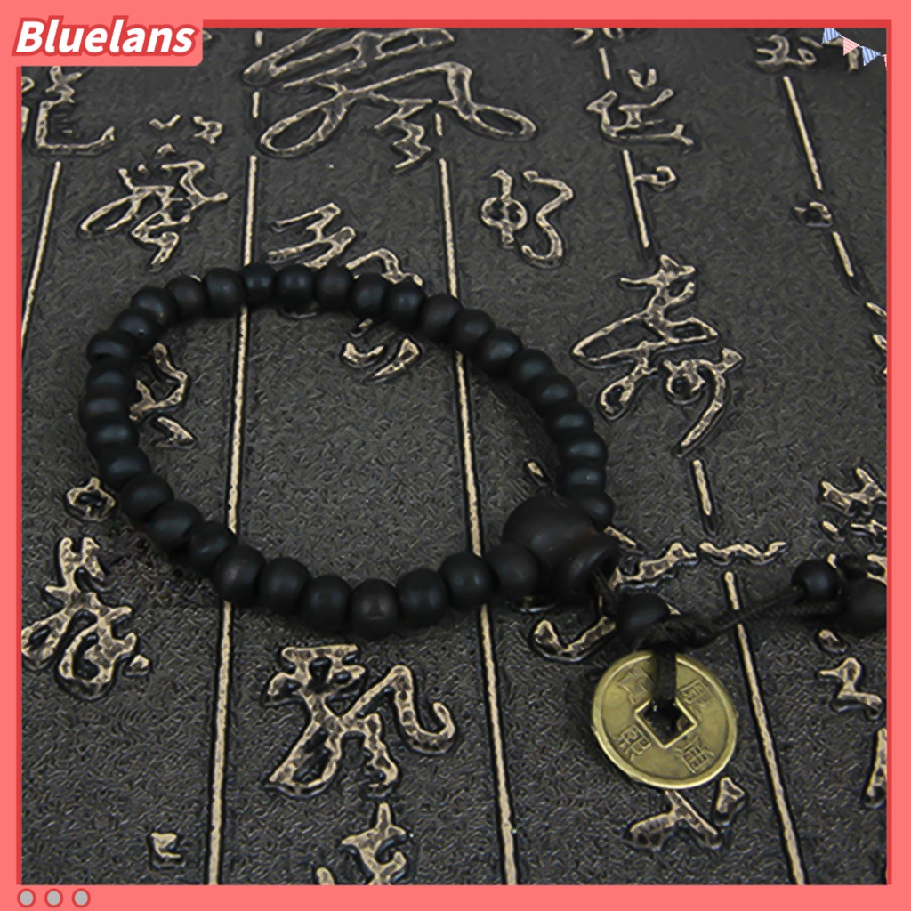 Bluelans Bracelet Wooden Bead Vintage Jewelry Copper Coin Pendant Bangle