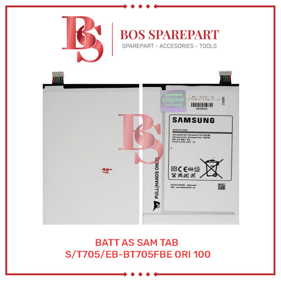 BATTERY AS SAMSUNG TAB S / T705 / EB-BT705FBE ORI 100 / BATERAI / BATRE