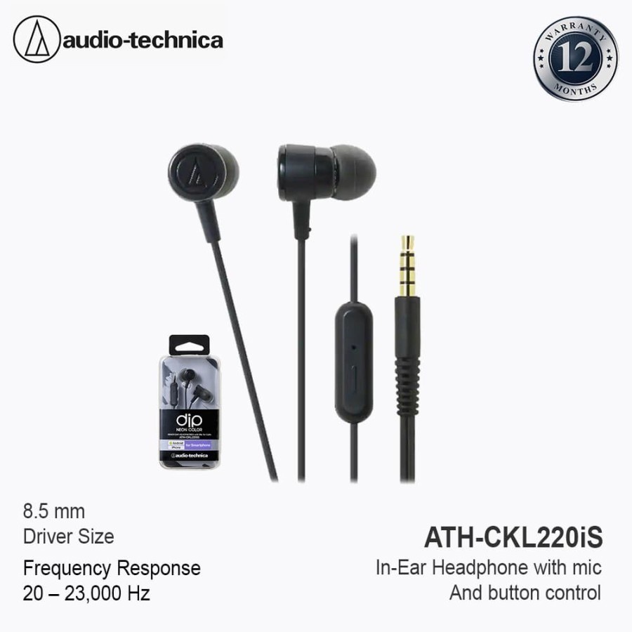 Earphone Audio Technica CKL220iS- Headset ATH-CKL220iS In Ear with Mic