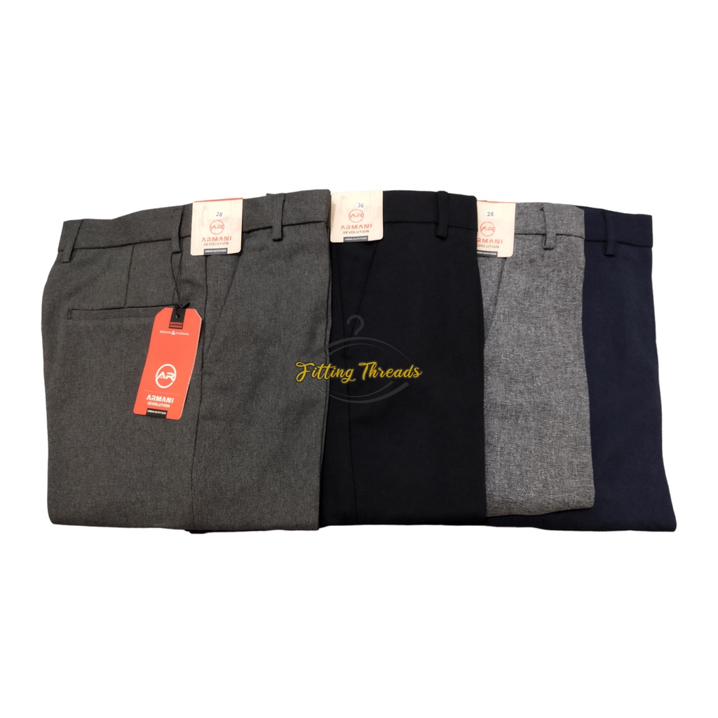 Celana Panjang Pria Formal Slim Fit Wool / Celana Kerja Kantor Pria SlimFit Woll / Celana Bahan Panjang Slim Fit Armani Revolution