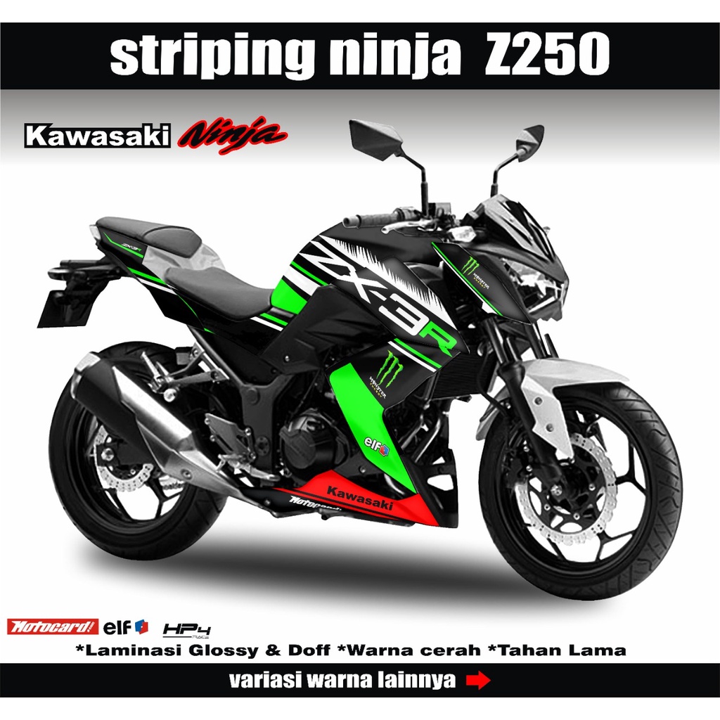 STIKER STRIPING KAWASAKI Z250 EDISI ZX3R / DECAL STIKER VARIASI MOTOR NINJA Z250 / STOCK DECALS NINJ