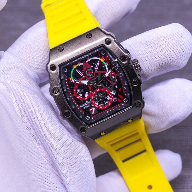 JAM TANGAN PRIA RM RUBBER STRAP QUARTZ CRONO OFF