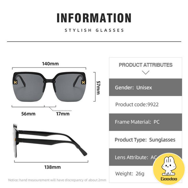 Kacamata Hitam Tanpa Bingkai Bentuk Persegi Untuk Pria Dan Wanita Fashion Korea -Doo