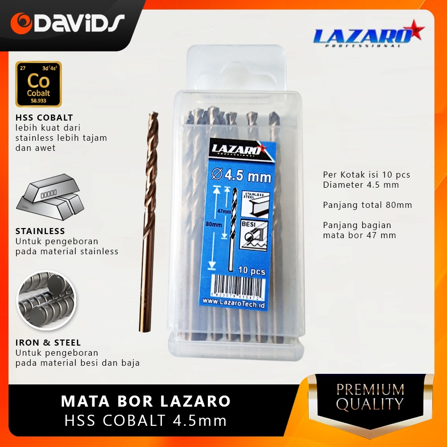 Mata Bor Besi Baja Ringan Stainless Hss Cobalt Lazaro