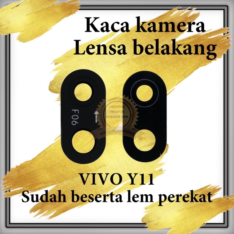 Kaca Lensa Kamera Belakang Vivo Y11 2019 Sudah Sama Lem black