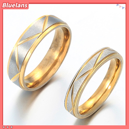 Bluelans Women Men Stainless Steel Couple Ring Wedding Band Promise Engagement Jewelry