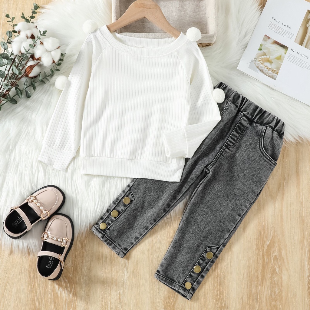 (LOLI-JKT) BS-322 SETELAN ANAK CEWEK BALL JEANS SIZE 90-140