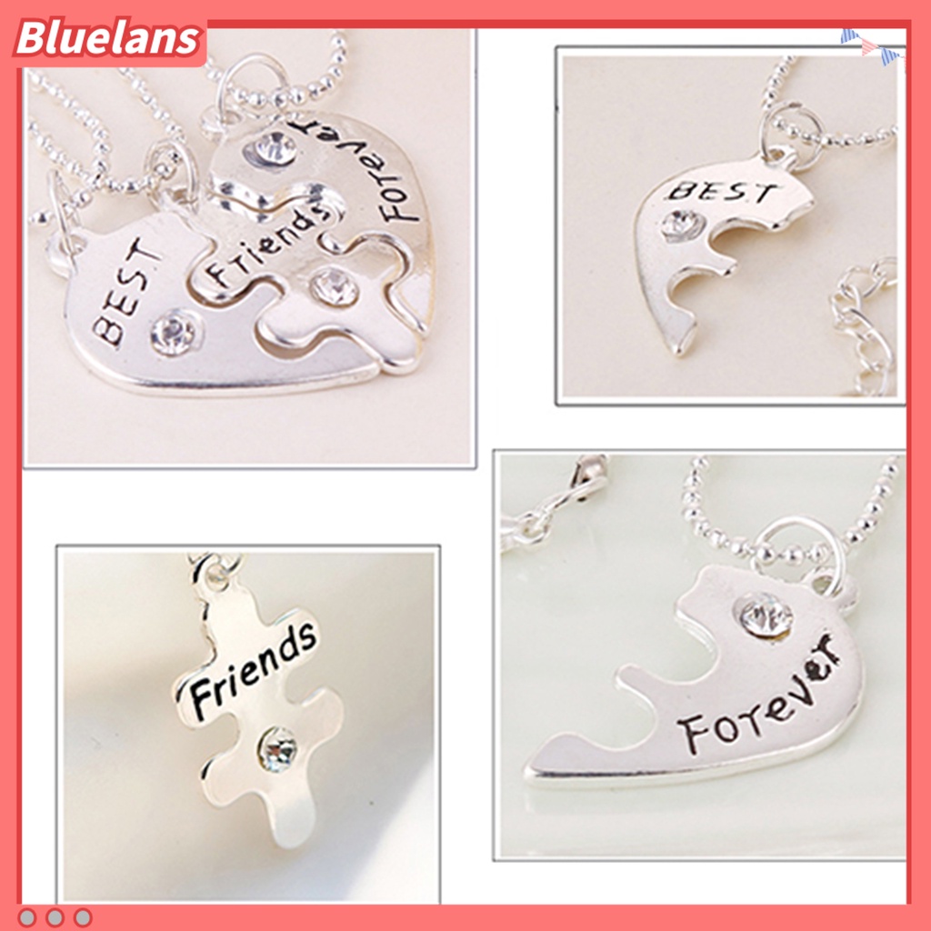 Bluelans 3Pcs Broken Heart Shape Carved Letters Best Friends Forever Chain Set