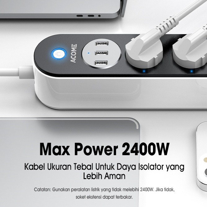 ACOME Smart Power Strip Stop Kontak Colokan Kabel WiFi Bardi Extention PowerStip
