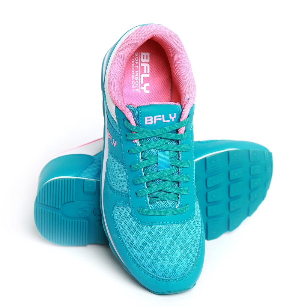 BFLY Sepatu Sneakers Wanita Casual Sporty TANGGO CLR W/S Teal White Tosca Synthetic Mesh