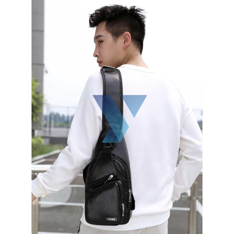 THOMBNAIL Tas Selempang Crossbody Sling Bag dengan Slot USB - T002 ( Al-Yusi )