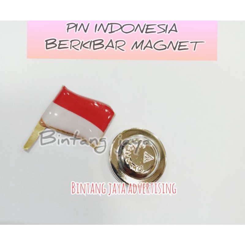 Pin Bendera Negara Indonesia Pin Bendera Berkibar Merah Putih Plus Magnet Lycal Resin Kuningan PREMI