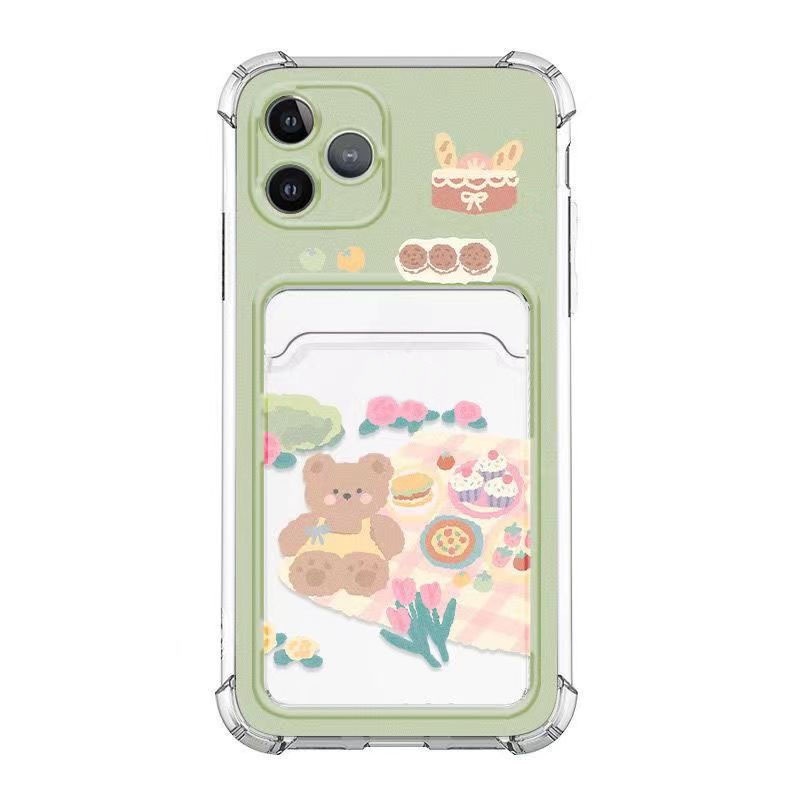 Case Holder Kartu Desain Beruang Piknik Untuk iPhone 12 13 11 Pro Max X Xs Max Xr rhrfyv3