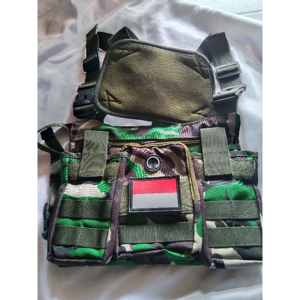 (COD)TAS DADA/CHEST BAG/CHEST RIG/ARMY/TNI TERMURAH TERBARU loreng saku 3 hendset