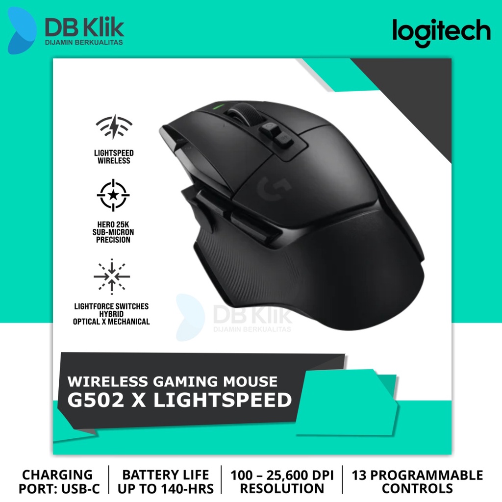 Mouse Gaming Logitech G502X Lightspeed Wireless HERO 25K DPI - G502 X - BLACK910-006182