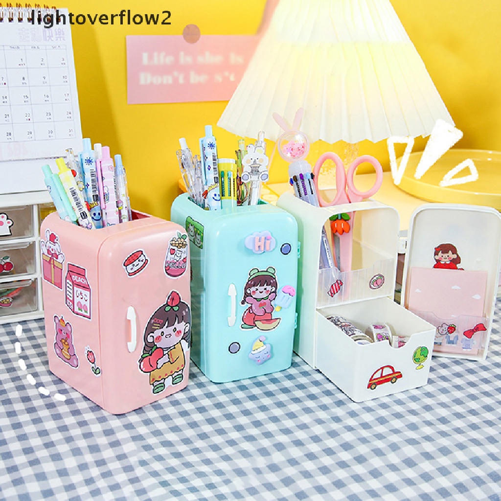 (lightoverflow2) 1pc Kotak Penyimpanan Pulpen / Pensil / Alat Tulis / Makeup Untuk Kulkas