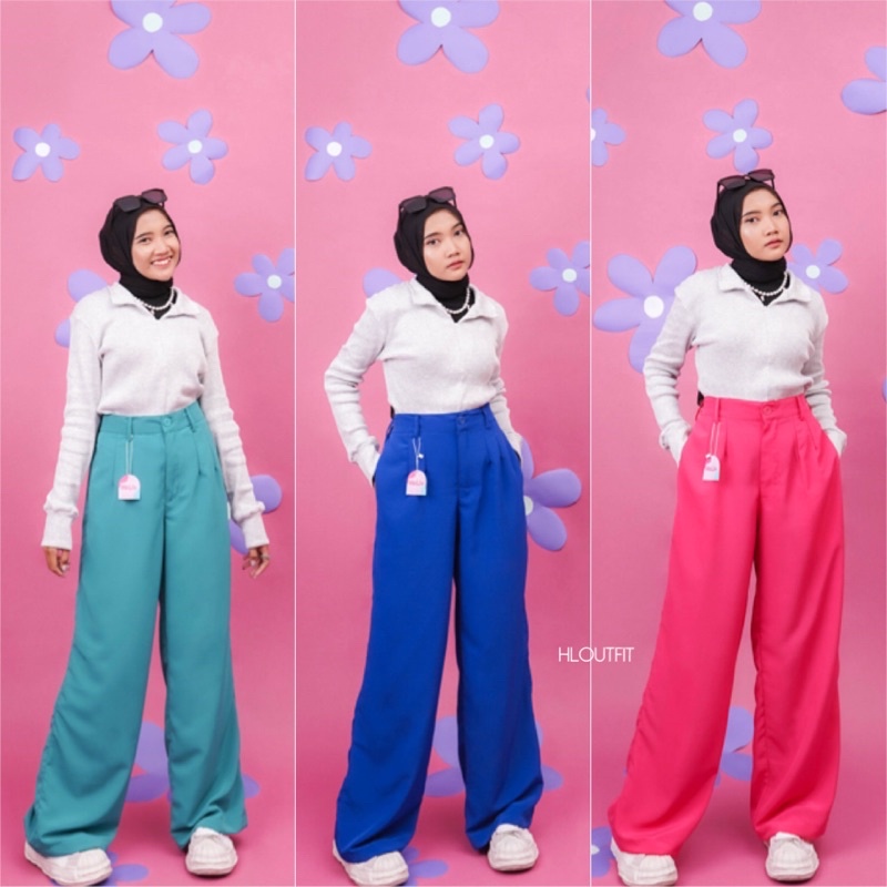 HL LOOMY TROUSER PANTS| CELANA KULOT KOREAN LOOK(REALPICT)