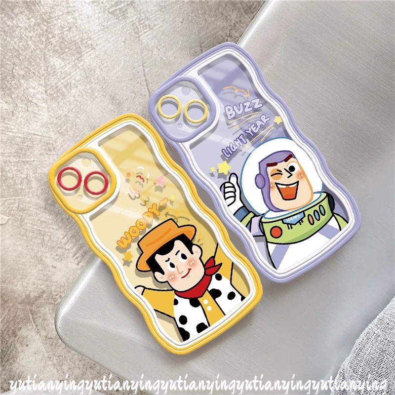 Case OPPO A17 A15 A55 A55 A16 A12 A95 A76 A57 A54 A16K A96 A7 A74 A15s A5s A16E F9 A53 A9 A5 A17K A16s A3s A12E A52 A72 A32 Woody Buzz Light Year Toy Story Wavy Edge Soft Penutup Belakang