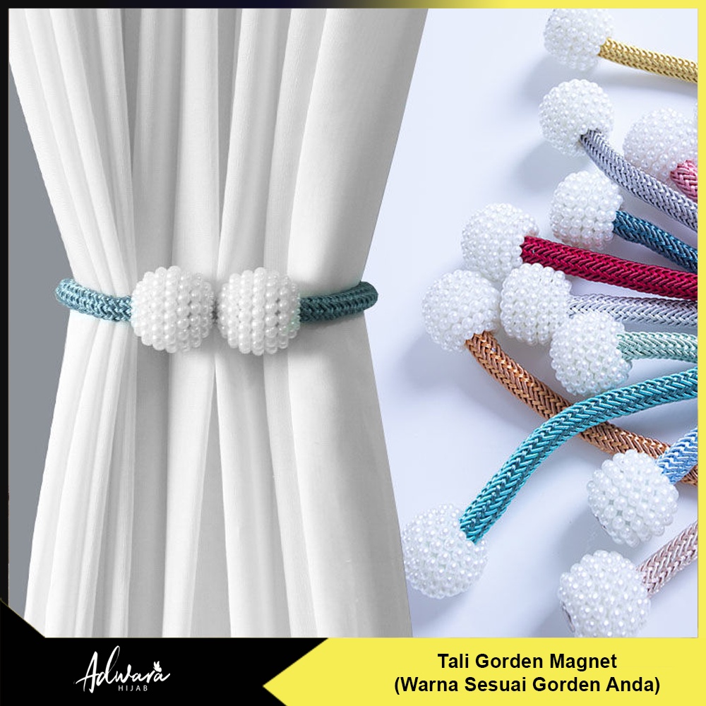 Tali Tirai Gorden Magnet / Tali Gorden Motif Mutiara Warna Polos Satuan Per Tali