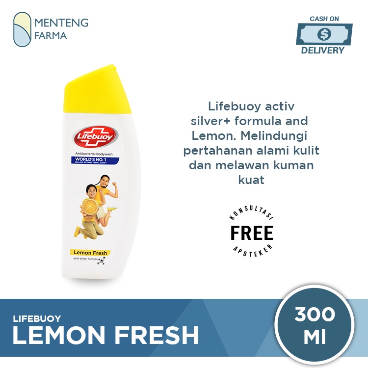 Lifebuoy Sabun Mandi Cair Lemon Fresh 300 ML - Sabun Antibakteri ActivSilver dan Lemon